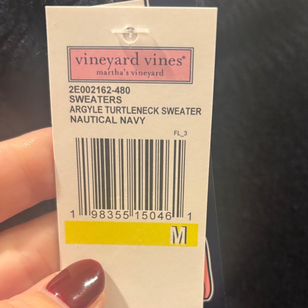 NWT ‘Vineyard Vines’ Argyle Wool Blend Sweater - Picture 2 of 9